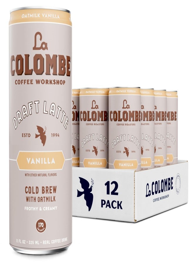 La Colombe قهوة لا كولومب، لاتيه فانيليا بحليب الشوفان، علب سعة 11 أونصة سائلة (عبوة من 12 علبة)، قهوة باردة عالية الجودة، حبوب قهوة ممتازة، جاهزة للشرب أثناء التنقل - Image 1