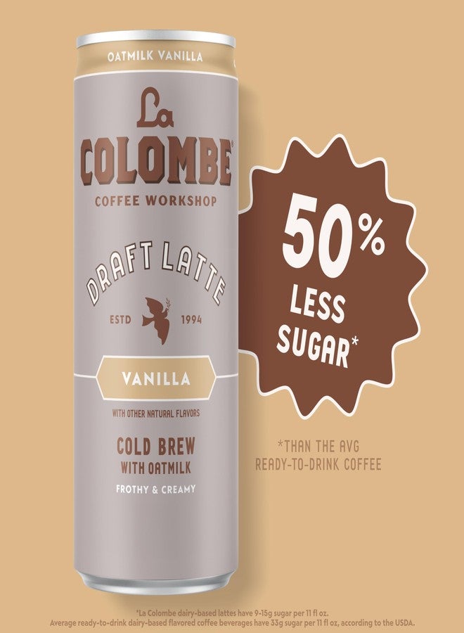 La Colombe قهوة لا كولومب، لاتيه فانيليا بحليب الشوفان، علب سعة 11 أونصة سائلة (عبوة من 12 علبة)، قهوة باردة عالية الجودة، حبوب قهوة ممتازة، جاهزة للشرب أثناء التنقل - Image 4