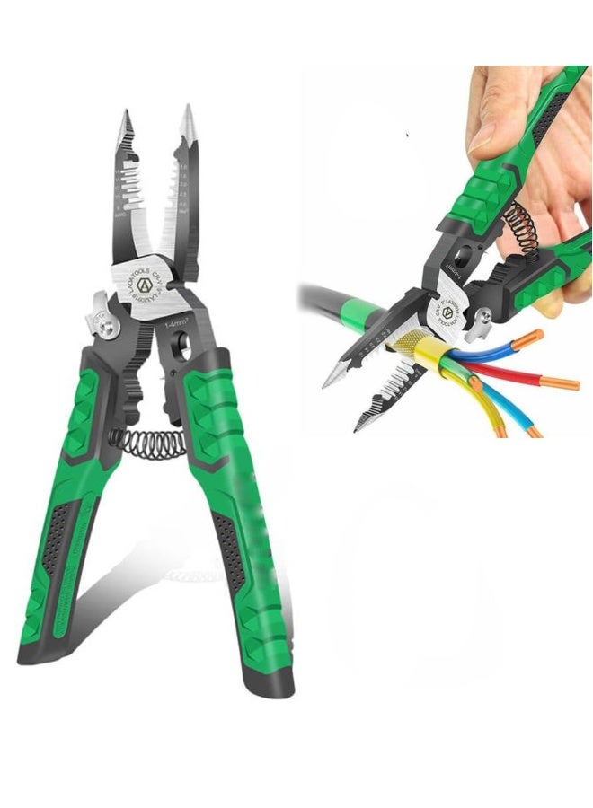 Needle Nose Pliers, 9-in-1 Multifunctional Electrician Pliers, Wire Stripper Tool for Clamping, Tightening Screws, Stripping Wires, and Cutting Cables - Image 1