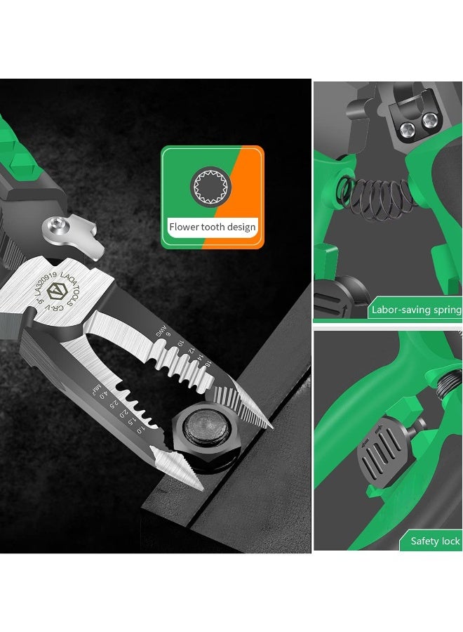 Needle Nose Pliers, 9-in-1 Multifunctional Electrician Pliers, Wire Stripper Tool for Clamping, Tightening Screws, Stripping Wires, and Cutting Cables - Image 5