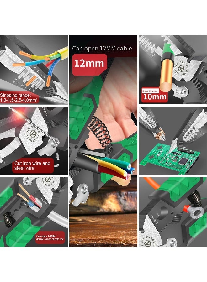 Needle Nose Pliers, 9-in-1 Multifunctional Electrician Pliers, Wire Stripper Tool for Clamping, Tightening Screws, Stripping Wires, and Cutting Cables - Image 4