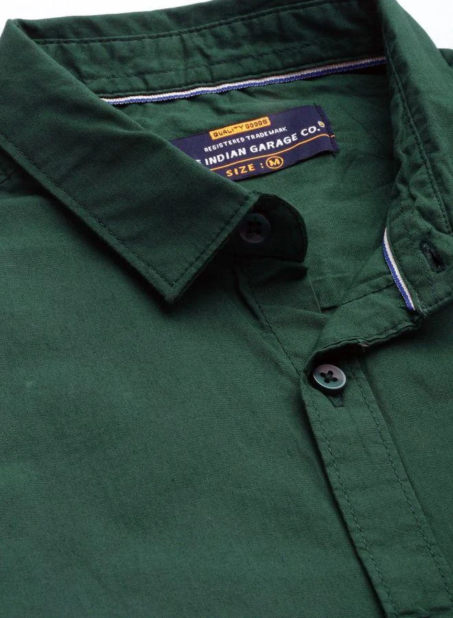 The Indian Garage Co The Indian Garage Co Men Green Slim Fit Solid Casual Shirt