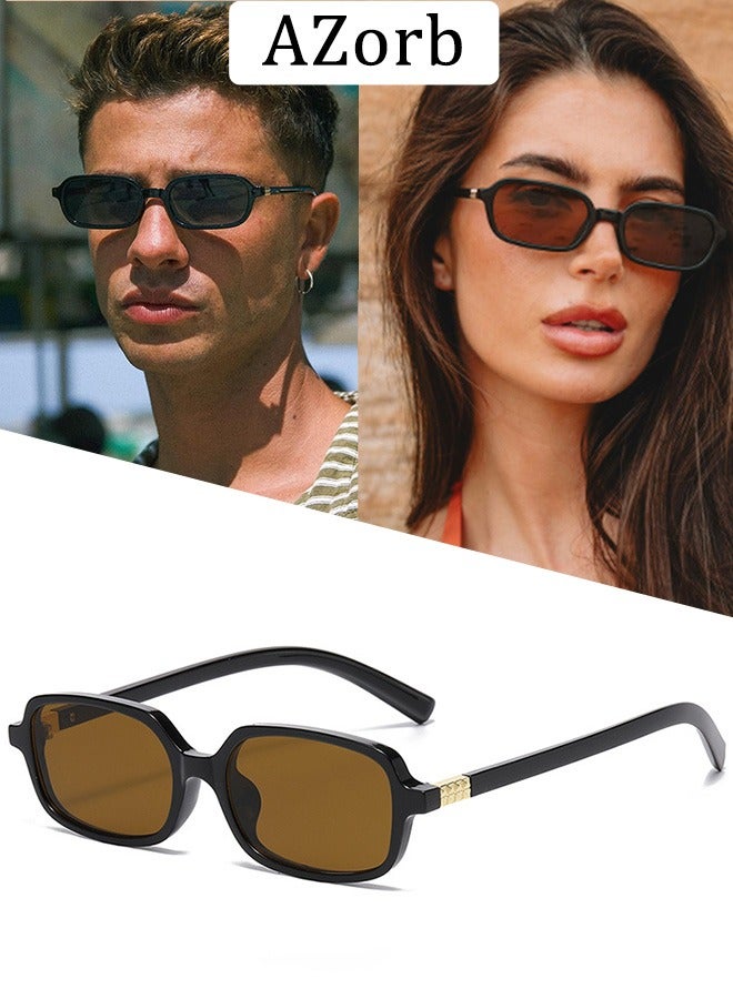 آأزورب نظارة شمسية نظارات الشمسية نضارات شمسية للرجال (رجال) والنساء ماركه - إطار مستطيل ضيق ريترو من التسعينات مع حماية UV400 - نضرات شمسيه رجاليه/نسائيه عصرية بتصميم كلاسيكي مربعي - النظارات الشمسية الأصلية للرجال والنساء - Image 1