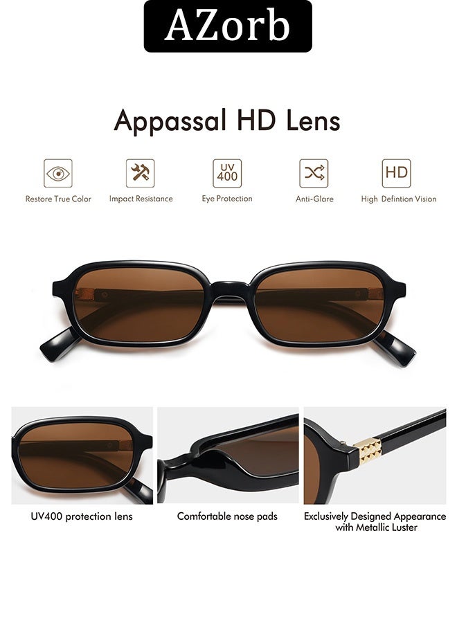 آأزورب نظارة شمسية نظارات الشمسية نضارات شمسية للرجال (رجال) والنساء ماركه - إطار مستطيل ضيق ريترو من التسعينات مع حماية UV400 - نضرات شمسيه رجاليه/نسائيه عصرية بتصميم كلاسيكي مربعي - النظارات الشمسية الأصلية للرجال والنساء - Image 2
