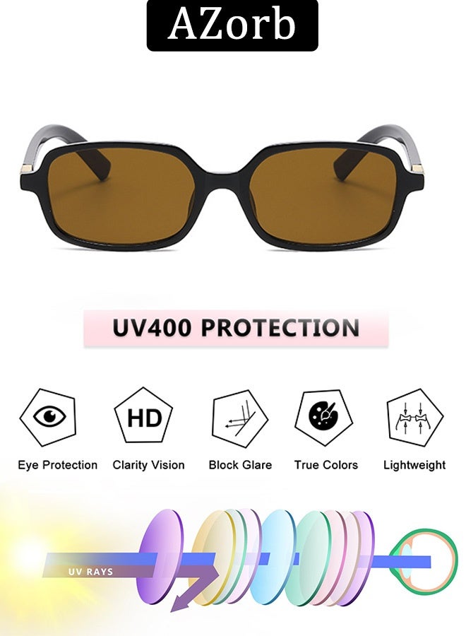 آأزورب نظارة شمسية نظارات الشمسية نضارات شمسية للرجال (رجال) والنساء ماركه - إطار مستطيل ضيق ريترو من التسعينات مع حماية UV400 - نضرات شمسيه رجاليه/نسائيه عصرية بتصميم كلاسيكي مربعي - النظارات الشمسية الأصلية للرجال والنساء - Image 3