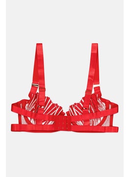 BLUEBELLA Women Underwire Non Padded Lace Bra, Red  - Image 2