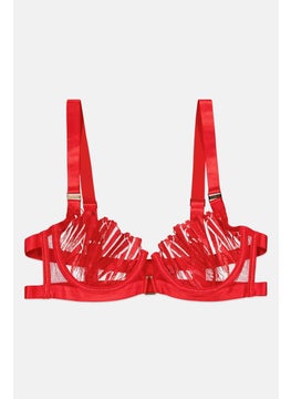 BLUEBELLA Women Underwire Non Padded Lace Bra, Red  - Image 1