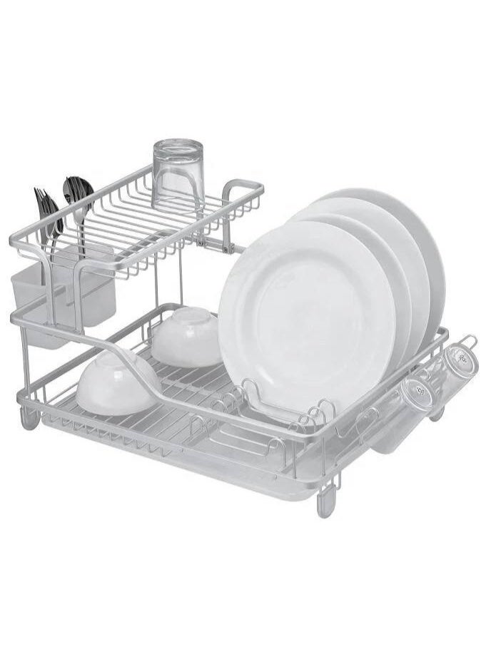 Two-Tier Aluminum Dish Rack Durable and Stylish Rust-Resistant Easy to Clean Kitchen Organizer  BE  - Image 2