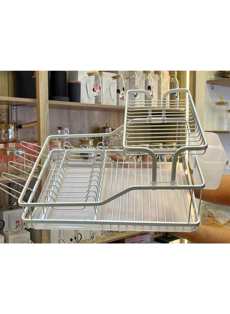 Two-Tier Aluminum Dish Rack Durable and Stylish Rust-Resistant Easy to Clean Kitchen Organizer  BE  - Image 3