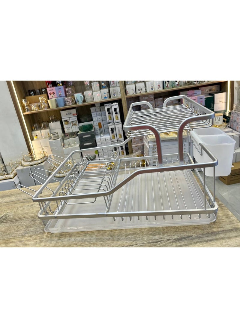 Two-Tier Aluminum Dish Rack Durable and Stylish Rust-Resistant Easy to Clean Kitchen Organizer  BE  - Image 5