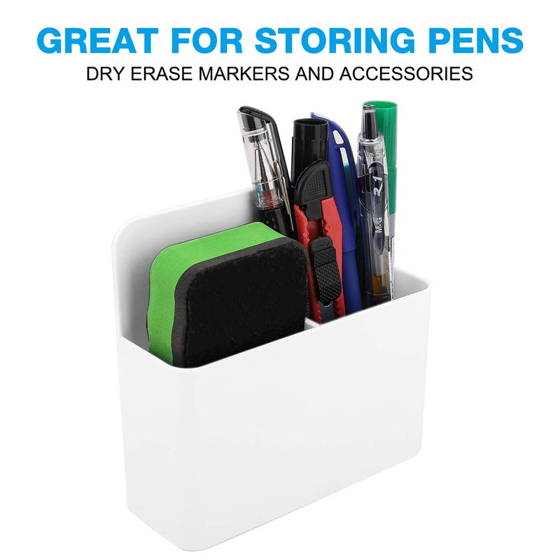 Moko Magnetic Dry Erase Marker Holder  Magnetic Pen Pencil Holder Storage Organizer For Whiteboard  Refrigerator  Locker And Other Magnetic Surfaces - White - Image 2