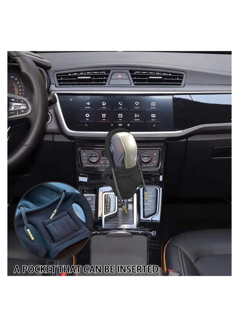 RATSAW 2 Pcs Car Gear Shift Knob Cover Universal Creative Shift Stick Hoodies Cover Dust Protection Car Shift Lever Hoodies Cover For Cars Trucks And SUVs Red And Black - Image 2