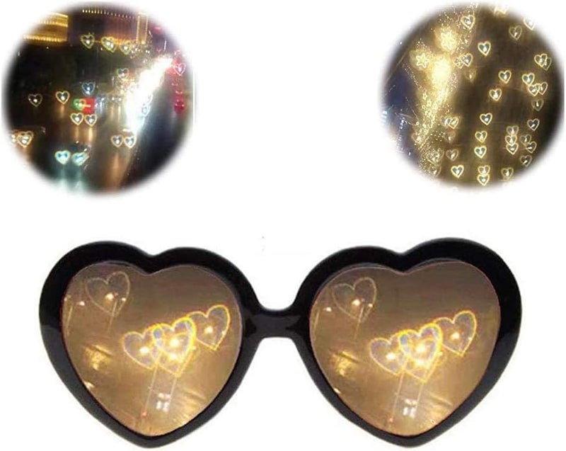klarako 1pcs Heart Shape 3D Special Effect Glasses Gray Glasses Lens with Changing Lights to Heart Shape Special Effect Nice Gift with Optional Color - Image 1