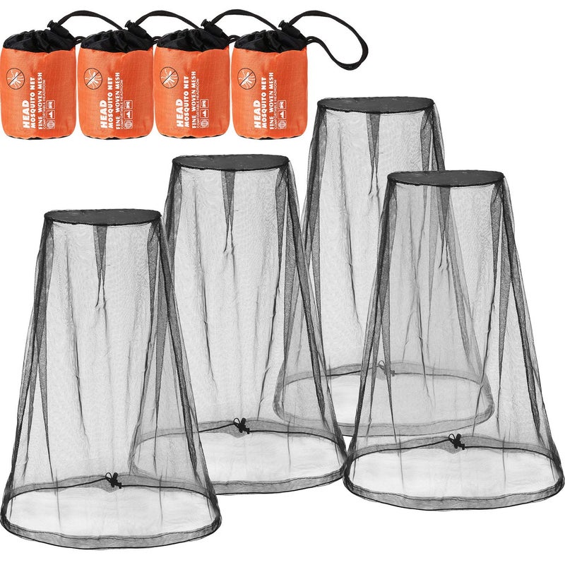 HESTYA 4 Pack Mosquito Bug Net Mesh for Head Mosquito Net Face Fly Netting Hood from Insect Bugs Gnats for Outdoor(Black) - Image 1