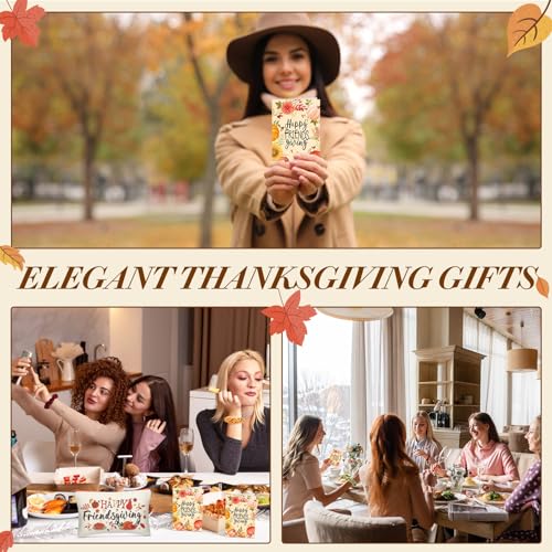 SilTriangle 6 Set Happy Friendsgiving Gift Includes Makeup Bag Colorful Warm Fuzzy Crew Socks Velvet Scrunchies and Happy Friendsgiving Card for Thanksgiving Fall Party Supplies Guest Friends Gift - Image 3