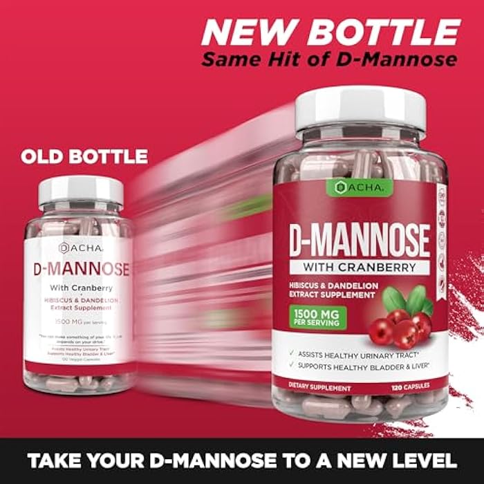 DACHA Natural D-Mannose Capsules 4-in-1 Formula - 120 CAPS, 1500 MG Cranberry, Dandelion, Hibiscus Flower Extract, Pills for Supporting Bladder and Urinary Tract Health - Image 2