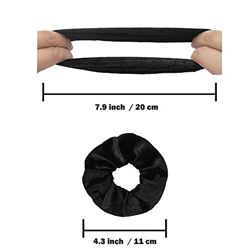 FAMEZA Scrunchies for Women, 12 Pcs Black Velvet Scrunchies for Hair, Soft Ponytail Holder for Girls, Classic Elastic Hair Bands - Image 3