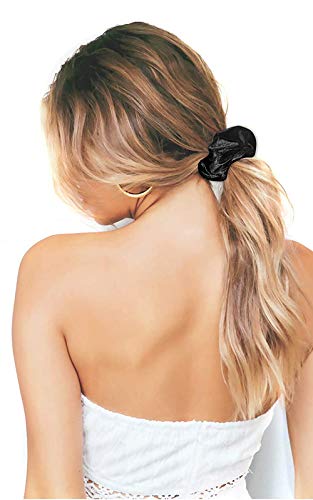 FAMEZA Scrunchies for Women, 12 Pcs Black Velvet Scrunchies for Hair, Soft Ponytail Holder for Girls, Classic Elastic Hair Bands - Image 5