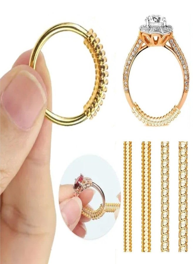 Arivya 4 Pcs Ring Size Adjuster for Loose Rings Invisible Spiral Ring Resizer for Women & Men, Comfortable Silicone Ring Fit Tightener for All Ring Types (Multicolor Pack of 1) (Golden) - Image 3