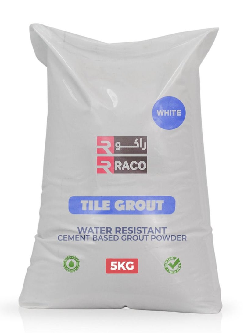 RACO Cement Tile Grout for Filling Tile Joints, 5 kg White - Image 1