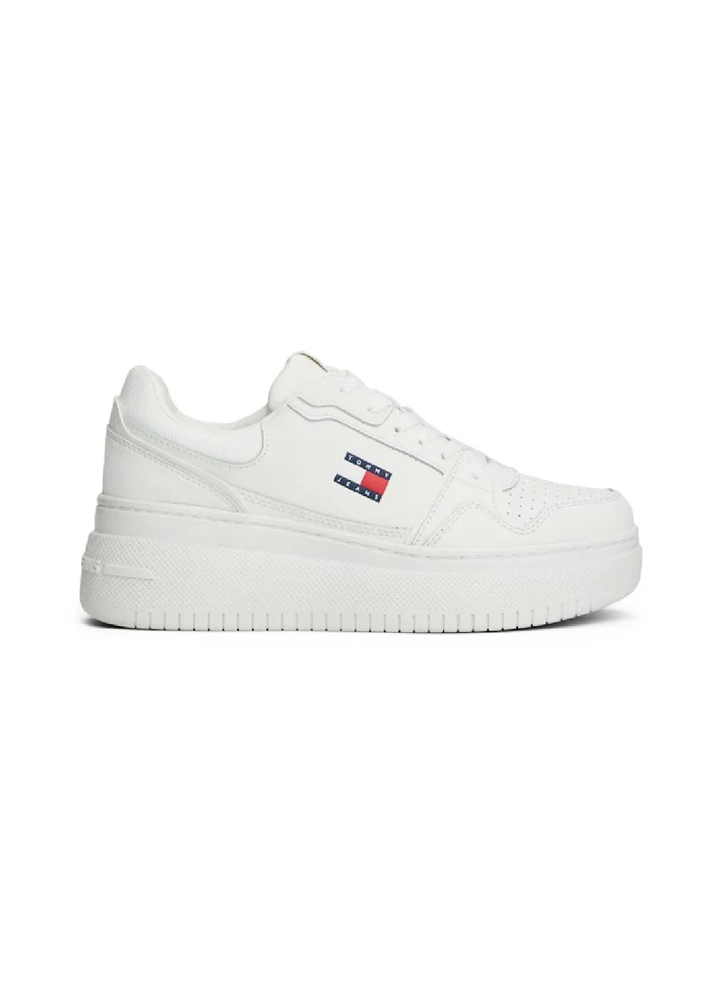 Retro Platform Basketball Trainers With Leather