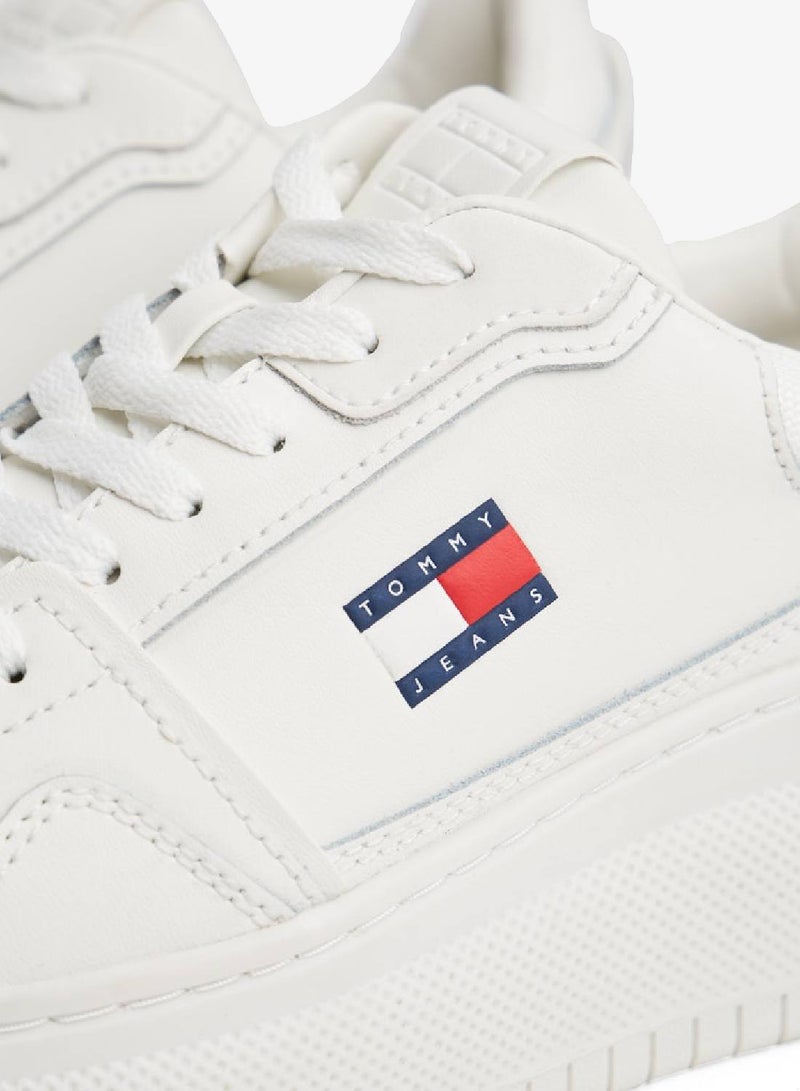 TOMMY JEANS Retro Platform Basketball Trainers With Leather - Image 4
