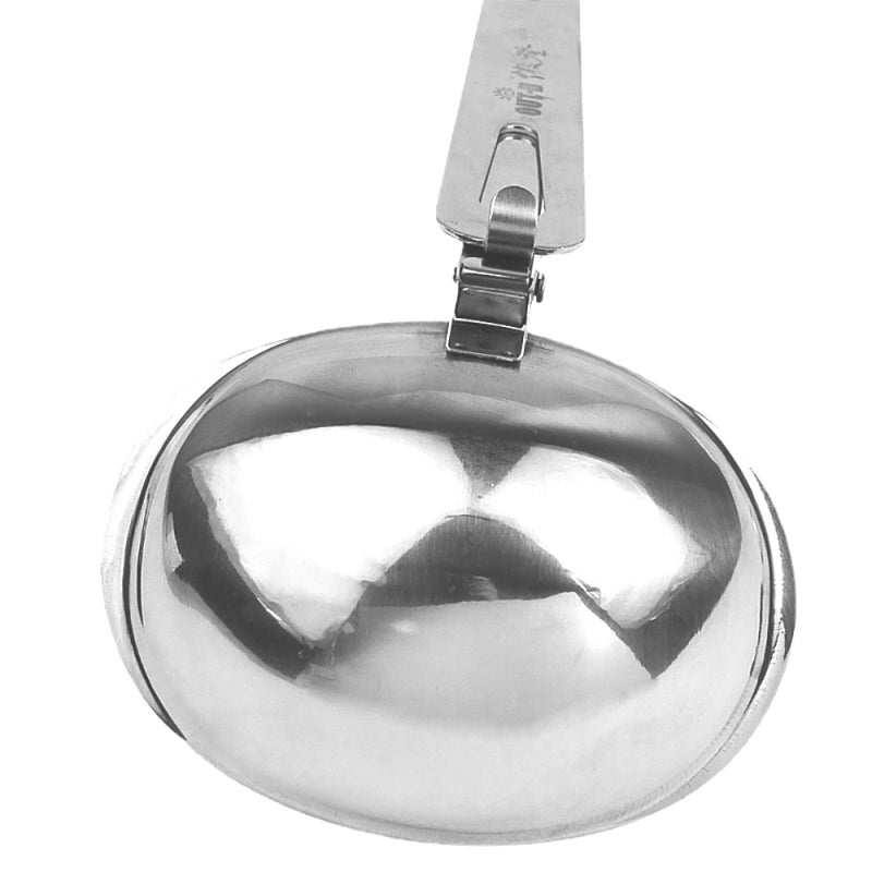 Folding Soup Spoon: Silver Stainless Steel Corrosion-Resistant Durable - Adjustable Copper Knob Lock Foldable Spoon for Camping Hiking Backpacking Outdoor Cooking Home Use - Image 4