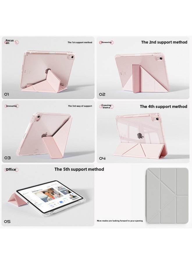 3 Y Support For IPadPro11 Inch Protective Sleeve M4 Rotating Bracket Air13 With Pen Slot Mini7 Transparent Shell-Color:Lilac [3 Y Fold] Colored Glaze 4-Applicable Model:Pro7-13 Inch (M4) [2024]]