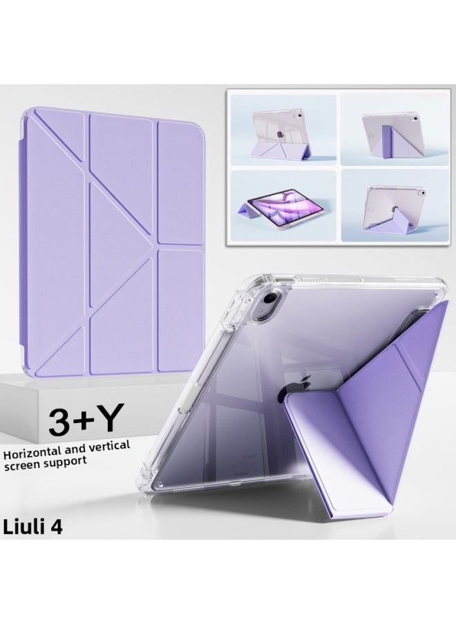 3 Y Support For IPadPro11 Inch Protective Sleeve M4 Rotating Bracket Air13 With Pen Slot Mini7 Transparent Shell-Color:Lilac [3 Y Fold] Colored Glaze 4-Applicable Model:Pro7-13 Inch (M4) [2024]]