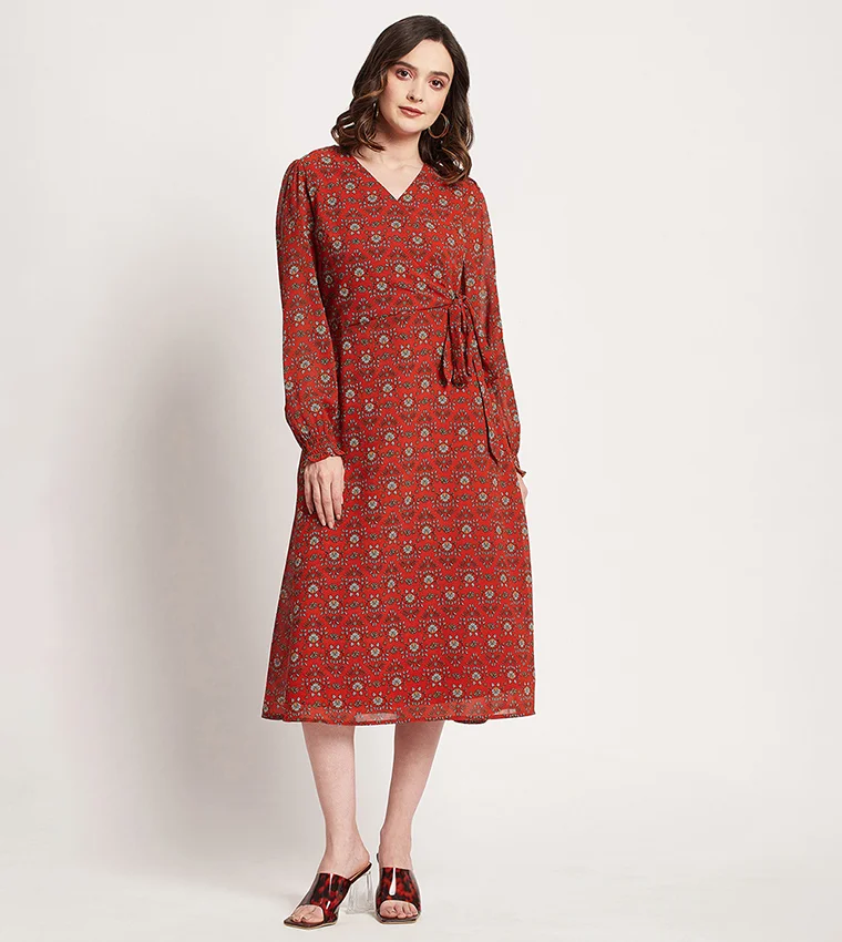 بيفرلي هيلز بولو كلوب فستان قميص بحزام بطبعة زهور