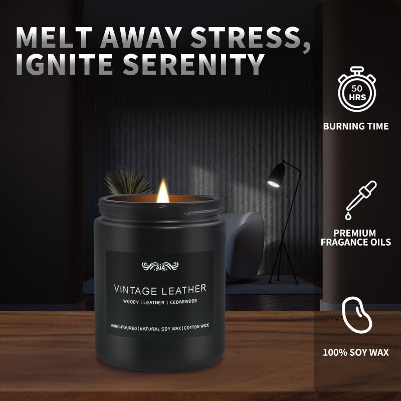 JXDLSQ 6 Pack Candles for Home Scented Aromatherapy Candles Gifts Set for Men, Men Candle Set, 42 oz 300 Hour Long Lasting Candles, Gifts for Mens, Birthday, Anniversary Present - Image 3
