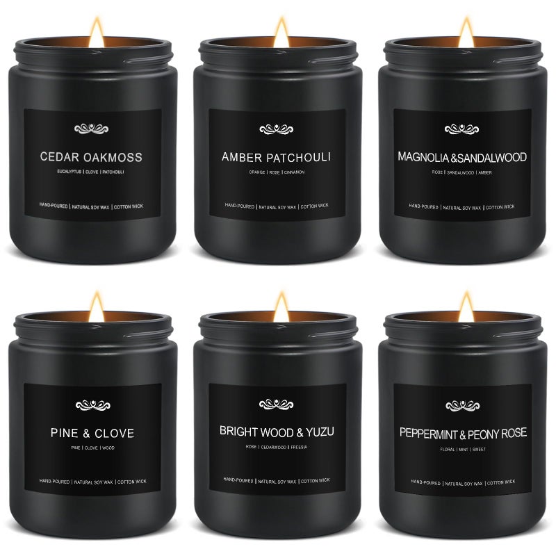 JXDLSQ 6 Pack Candles for Home Scented Aromatherapy Candles Gifts Set for Men, Men Candle Set, 42 oz 300 Hour Long Lasting Candles, Gifts for Mens, Birthday, Anniversary Present - Image 1