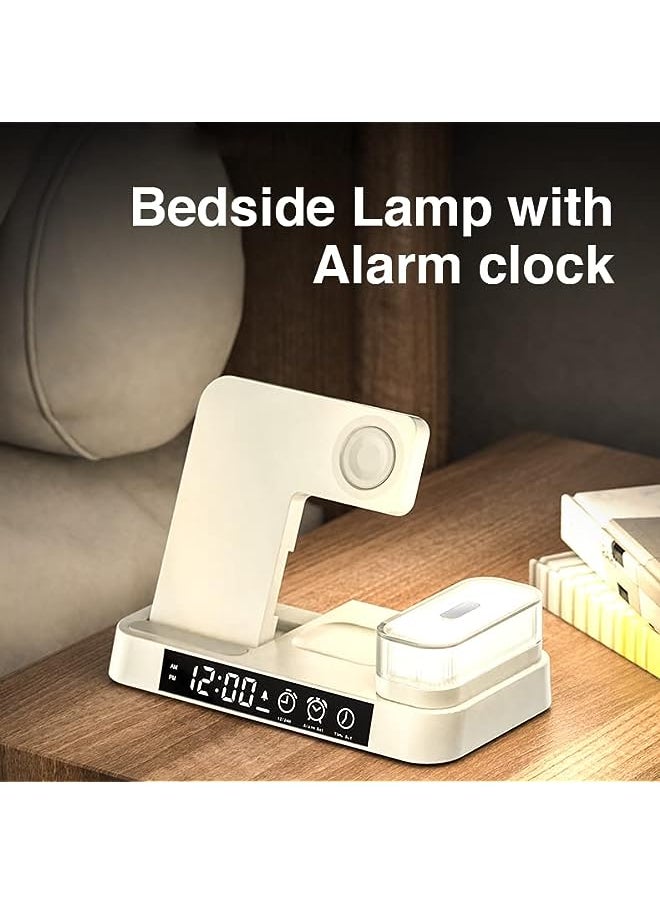 XVersion 5 in 1 Wireless Charger Station with Fast Charging and Lamp, Qi Multi Charging Stand, Fast Charger Stations compatible for Apple iPhone 14/13/12/11/ Ear buds/iWatch/Samsung/Nothing - White  - Image 3