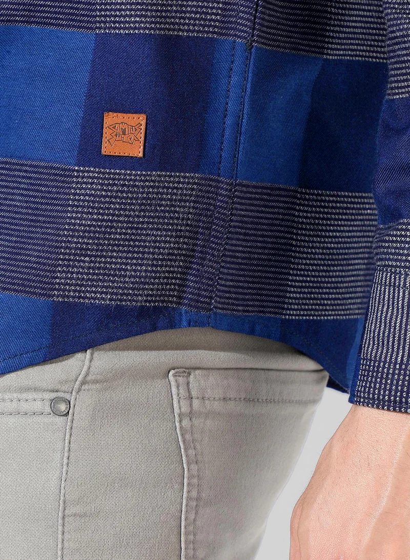 Campus Sutra Men's Denim Blue Buffalo Checked Shirt
