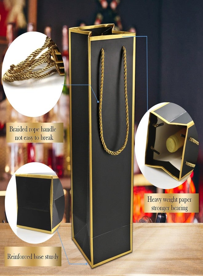 Miraclekoo Luxury Wine Gift Bags - Gold Foil Black Wine Bag, 4 Pcs (4"x4"x13.8") for Whiskey/Liquor Bottles - Image 2