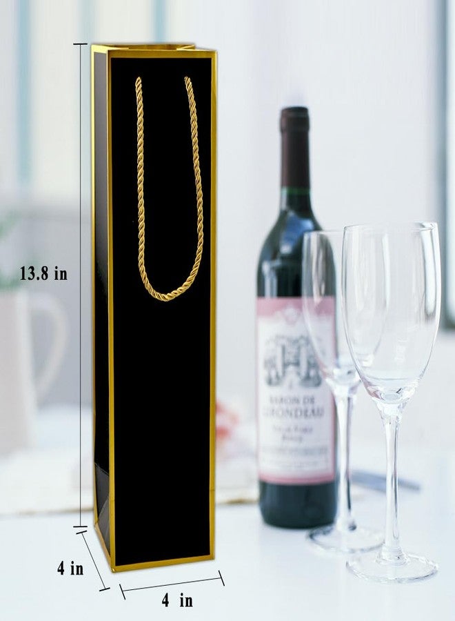 Miraclekoo Luxury Wine Gift Bags - Gold Foil Black Wine Bag, 4 Pcs (4"x4"x13.8") for Whiskey/Liquor Bottles - Image 3