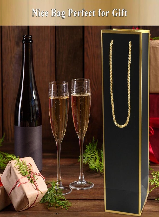 Miraclekoo Luxury Wine Gift Bags - Gold Foil Black Wine Bag, 4 Pcs (4"x4"x13.8") for Whiskey/Liquor Bottles - Image 5