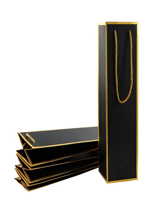 Miraclekoo Luxury Wine Gift Bags - Gold Foil Black Wine Bag, 4 Pcs (4"x4"x13.8") for Whiskey/Liquor Bottles - Image 1