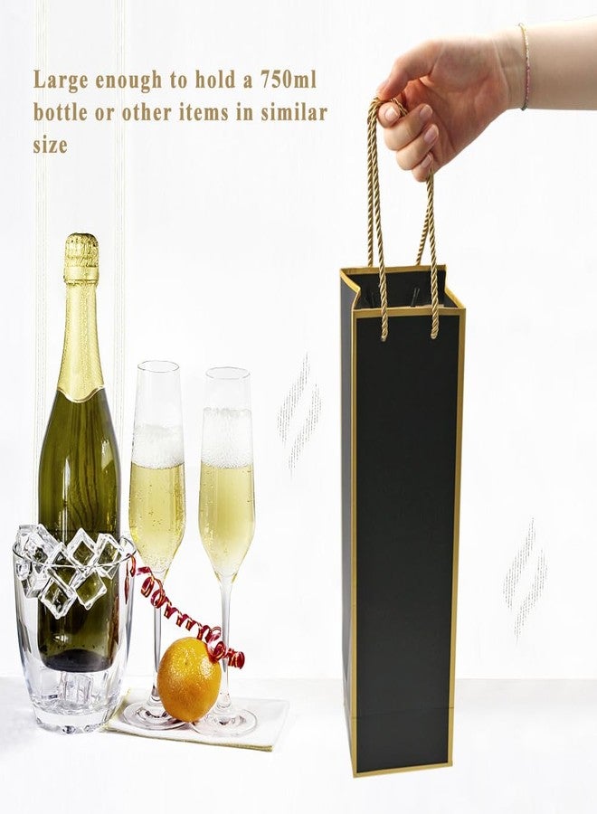 Miraclekoo Luxury Wine Gift Bags - Gold Foil Black Wine Bag, 4 Pcs (4"x4"x13.8") for Whiskey/Liquor Bottles - Image 4