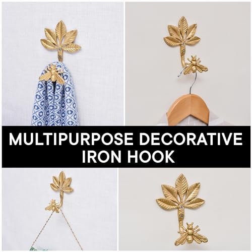 Indian-Shelf Bee Decorative Wall Hooks Cute Kids Animal Coat Hooks for Hanging Brass Gold Coat Rack Wall Mount Bathroom Wall Decor Vintage Towel Holder - Image 5
