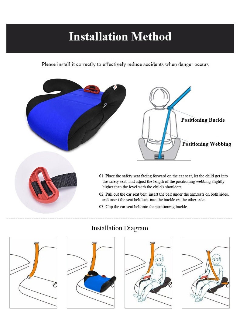 Universal Baby Kids Lightweight Travel Booster Car Seat, Fix Extra Large Seat Backless Belt Positioning, Car Seat Pad, Feeding Booster Seat with Wide Armrest