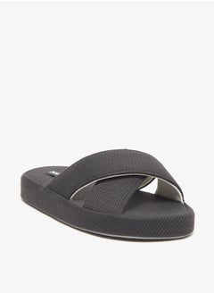 DUCHINI Duchini Men's Waffle Textured Cross Strap Bedroom Slides  - Image 2