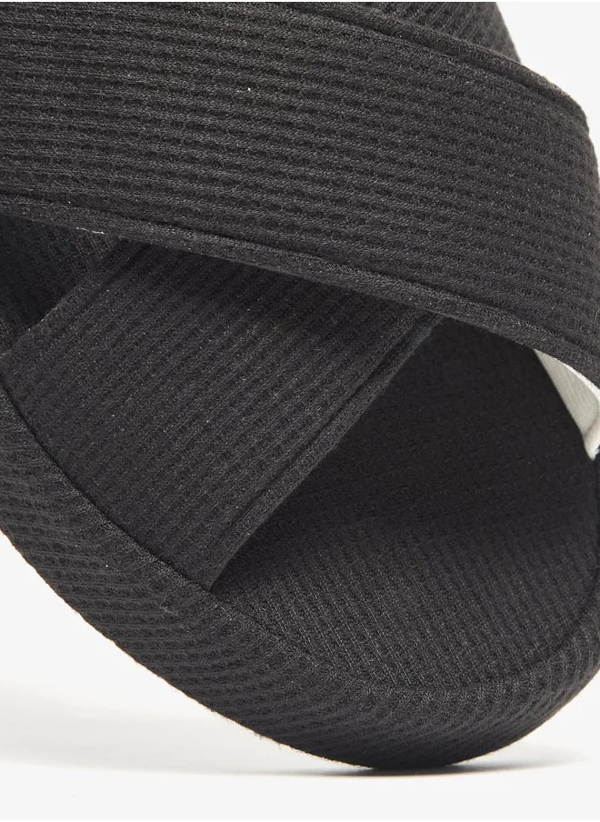 DUCHINI Duchini Men's Waffle Textured Cross Strap Bedroom Slides