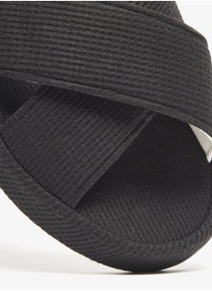 DUCHINI Duchini Men's Waffle Textured Cross Strap Bedroom Slides  - Image 4