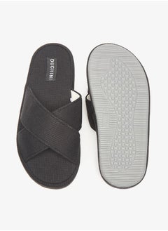 DUCHINI Duchini Men's Waffle Textured Cross Strap Bedroom Slides  - Image 5