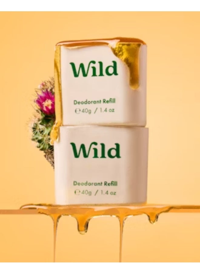 Wild Refillable, Natural Deodorant with Case Honey And Cactus Flower Refill 40g - Image 2