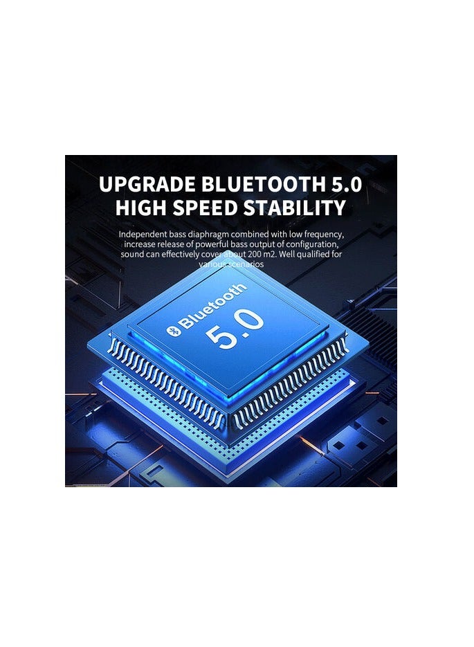 BS-56D Portable Mini Wireless Bluetooth Speaker Outdoor Bluetooth Speaker With LED Light with RGB Light- Green - Image 3