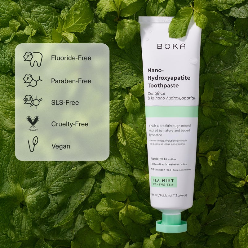 Boka Fluoride Free Toothpaste, Nano Hydroxyapatite Toothpaste, Appropriate for Sensitive Teeth - for Adult, Kids Oral Care - Ela Mint Flavor, 4 Fl Oz 1Pk US Manufactured - Image 2