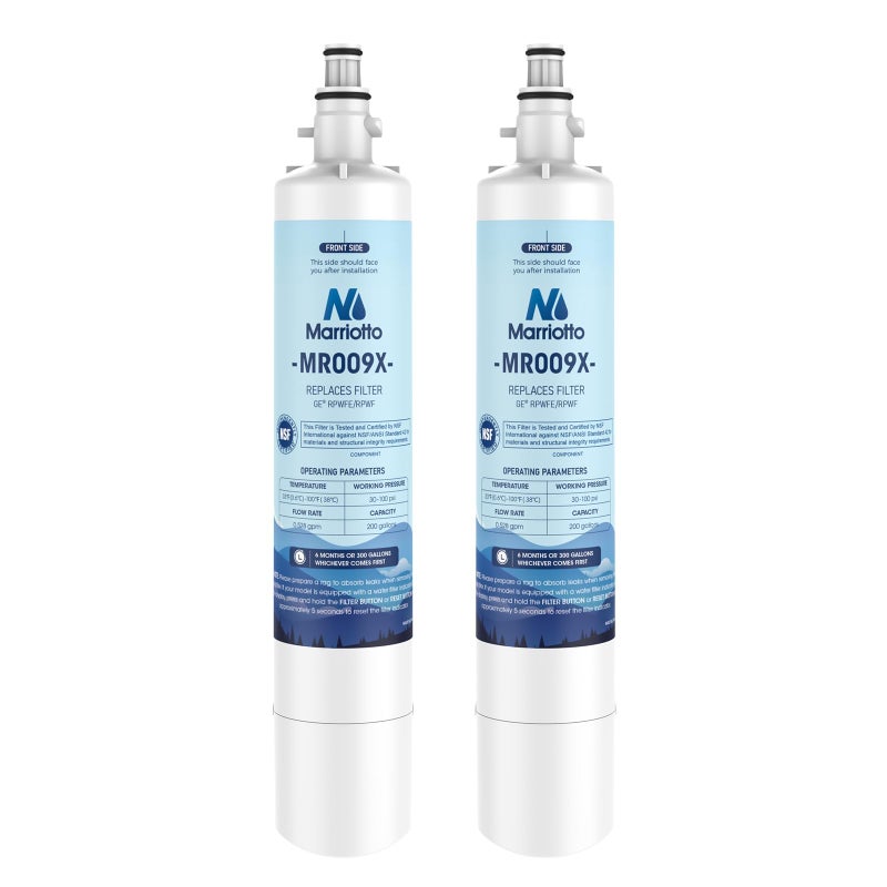 MARRIOTTO Replacement for GEÂ® RPWFE, RPWF (Built-in CHIP) Refrigerator Water Filter, Compatible with GFE28GELDS, PFE28KELDS, PFE28KYNFS, GFD28GELDS, GYE22HMKES, GFE28GYNFS, GFD28GYNFS, Pack of 2 - Image 1