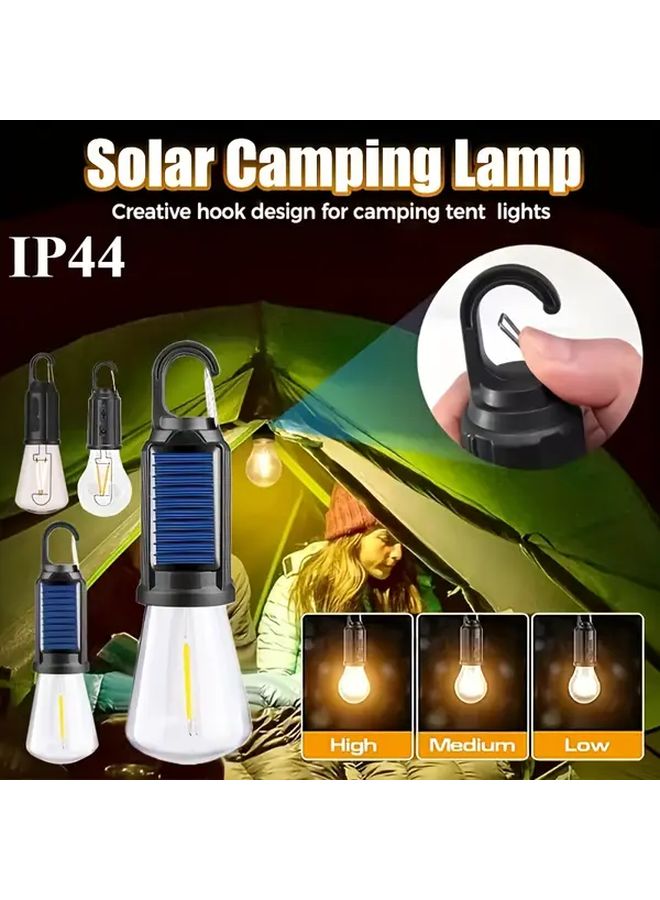 مصابيح تخييم شمسية محمولة مينيمالية 2 قطعة قابلة للشحن عبر USB 3 أوضاع LED للطوارئ الخارجية - Image 1